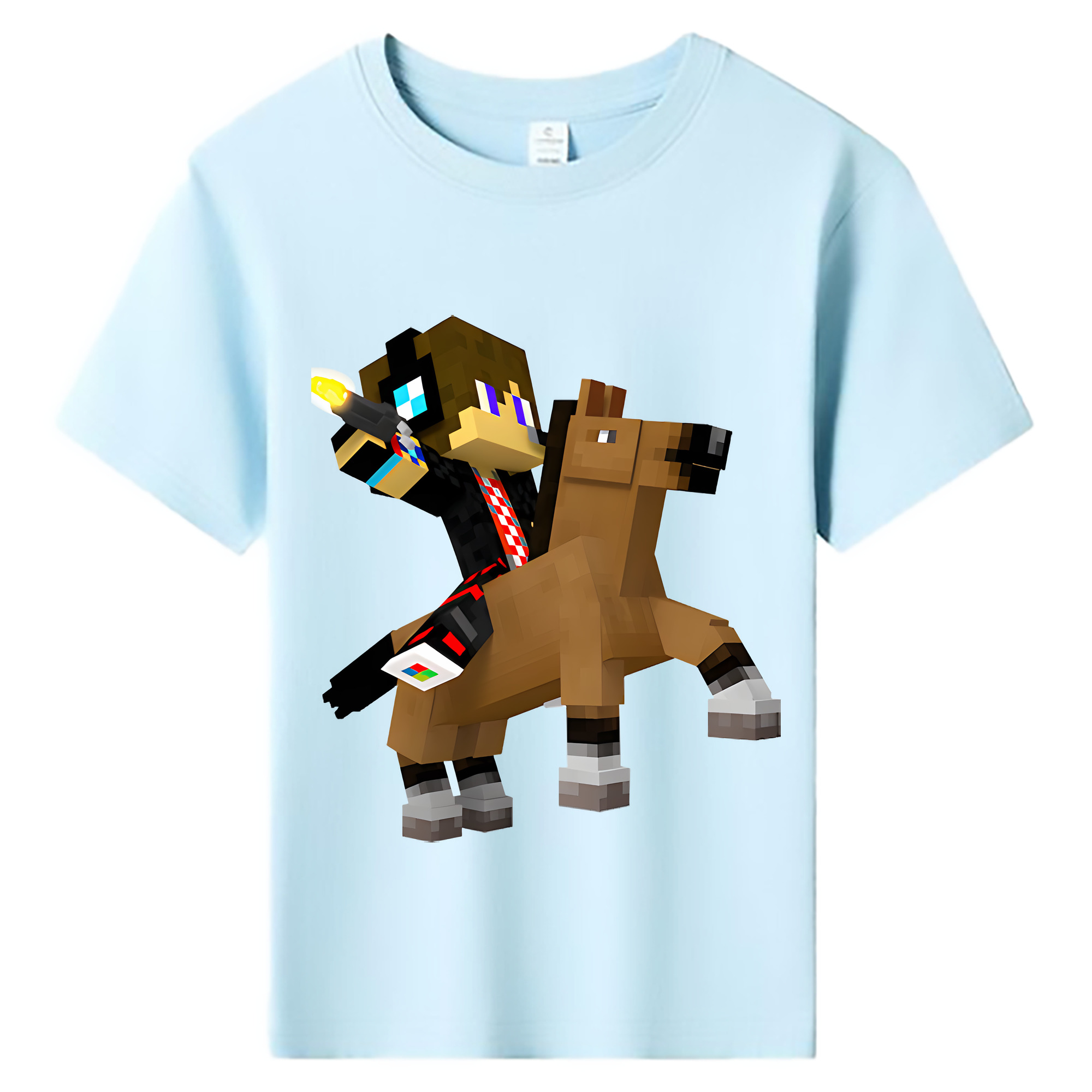 （画像用） マインクラフト ブロックの世界 Minecraft MC Block world 綿100％キッズTシャツ（フロントプリント）
